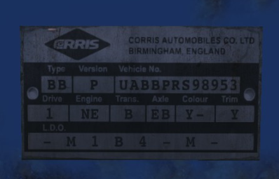 The vin plate I currently have in my winter car save